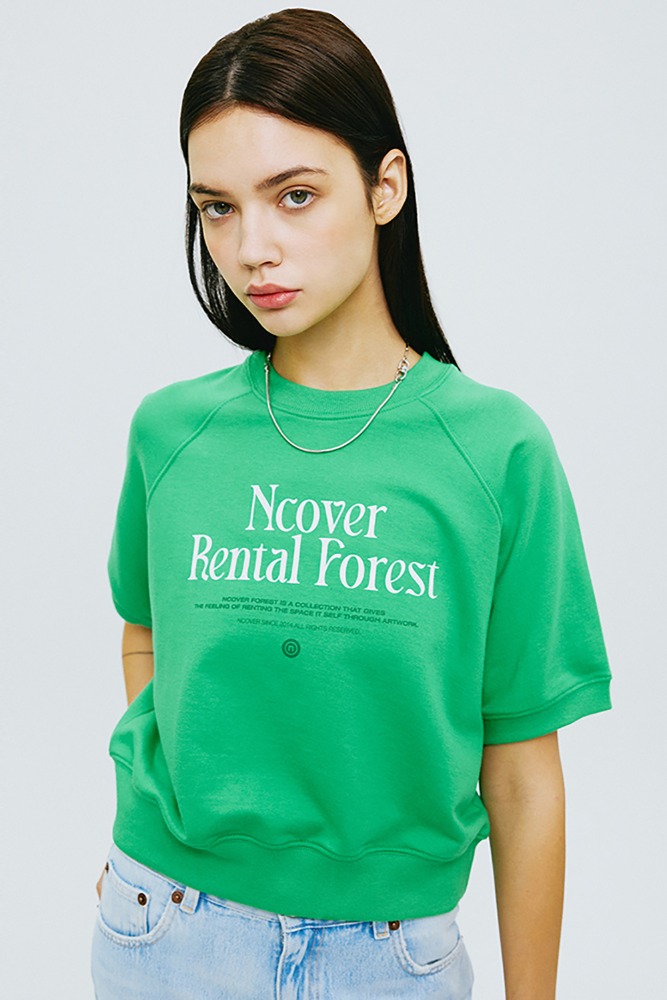 RENTAL FOREST TYPO HALF SWEATSHIRT-GREEN